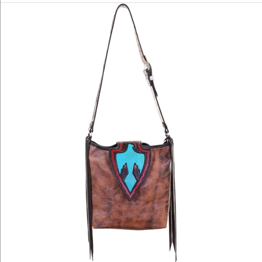 Double J MST50 Las Cruces Brown Messenger Tote Leather Rodeo Bag Buckle Strap